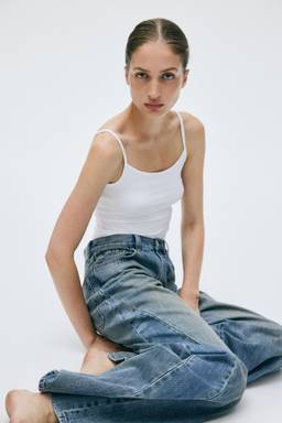 H&M - Women White Microfibre Strappy Top