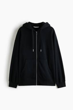 H&M - Women Black Oversized Zip-Through Hoodie