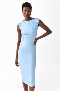 H&M - Women Blue Cap-Sleeved Dress