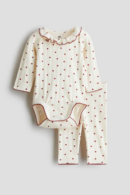 H&M - Girls Beige 2-Piece Cotton Jersey