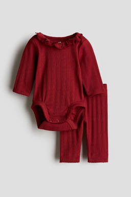 H&M - Girls Red 2-Piece Cotton Jersey Set