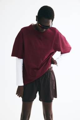 H&M - Women Maroon Oversized T-Shirt