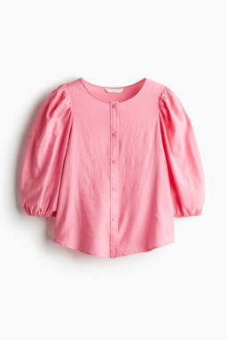 H&M - Linen-Blend Blouse Pink