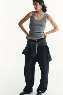 H&M - Women Grey Ribbed vest top