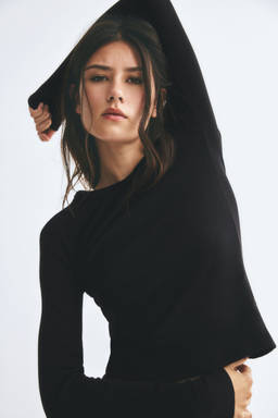 H&M - Women Black Ribbed Cotton Top