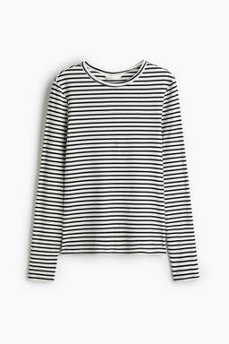 H&M - Women White Ribbed Cotton Top