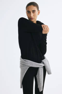 H&M - Women Black Fitted Cotton Top