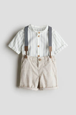 H&M - Boys Beige 2-Piece Set With Braces