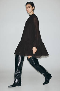 H&M - Women Brown Plissa Jersey Dress