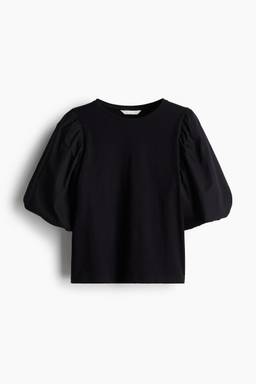 H&M - Balloon-Sleeved Top Black