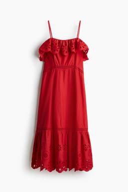 H&M - Broderie Anglaise Cotton Dress Red