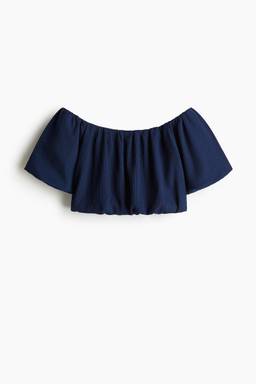 H&M - Cropped Off-The-Shoulder Top Blue