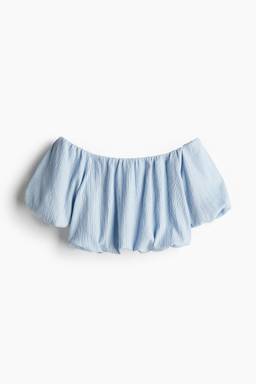 H&M - Cropped Off-The-Shoulder Top Blue