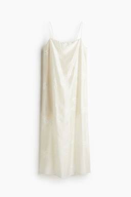 H&M - Embroidered Slip Dress White