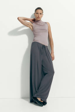 H&M - Women Purple Microfibre High Neck Top