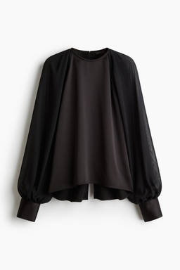H&M - Women Black Open-Back Satin Blouse