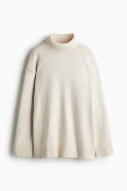 H&M - Loose-Fit Polo-Neck Jumper Beige