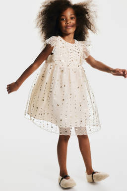 H&M - Beige Sequined Tulle Dress