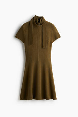 H&M - Women Green Scarf-Detail Knitted Dress