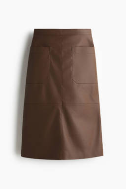 H&M - Women Brown Coated Midi Skirt
