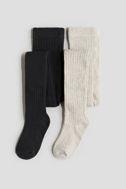 H&M - Girls 2-Pack Rib-Knit Tights