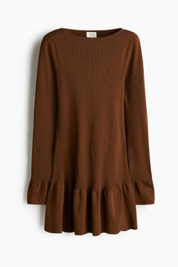 H&M - Women Brown Rib-Knit Dress