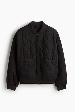 H&M - Women Black Quilted Bomber Jacket