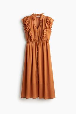 H&M - Women Orange Frill-Trimmed Dress