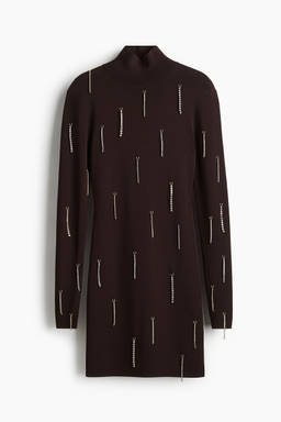 H&M - Rhinestone-Embellished Dress Brown