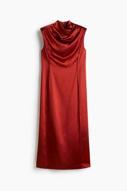 H&M - Women Red Shoulder-Pad Satin Dress