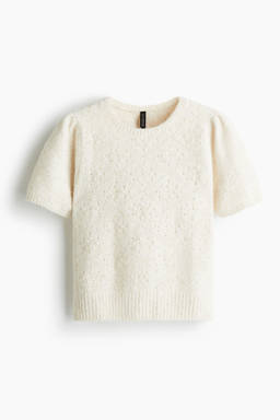 H&M - Women Beige Pointelle-Knit Top