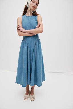 H&M - Women Blue Open-Back Denim Dress