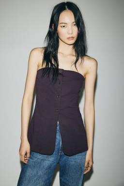 H&M - Women Purple Ponte Di Roma Bandeau Waistcoat