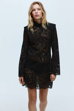 H&M - Women Black High Neck Lace Dress