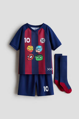H&M - Boys Blue 3-Piece Printed Football Set