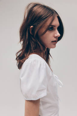 H&M - Women White Puff-Sleeved Poplin Blouse