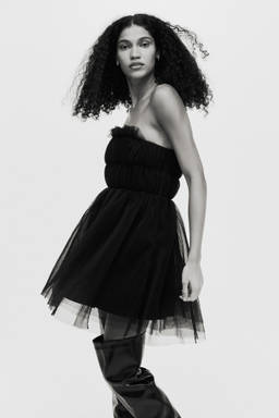 H&M - Women Black Tulle Bandeau Dress