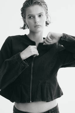 H&M - Women Black Denim Peplum Blouse