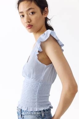 H&M - Women Blue Textured jersey top