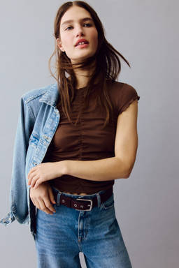 H&M - Women Brown Draped Cotton Top