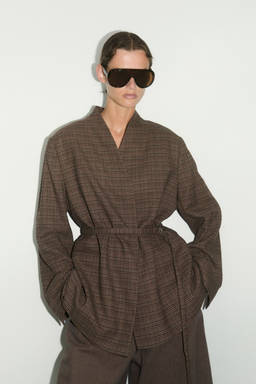 H&M - Women Brown Oversized Belted Blazer