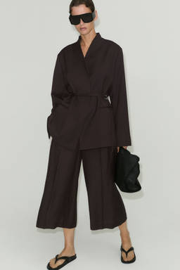 H&M - Women Brown Oversized Belted Blazer