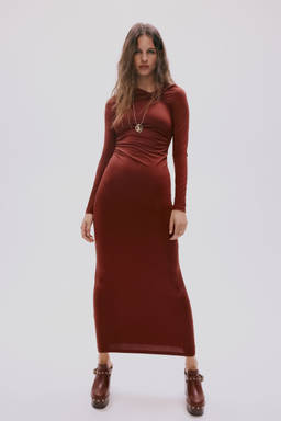 H&M - Women Brown Draped Jersey Dress