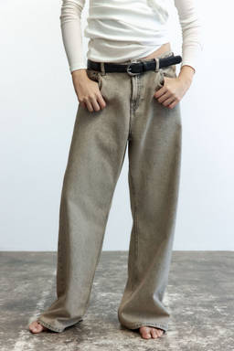 H&M - Women Beige Baggy Regular Waist Jeans