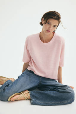 H&M - Women Pink Fine-Knit T-Shirt