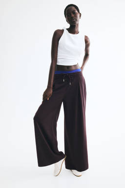 H&M - Women Purple Pleat-Detail Drawstring Trousers