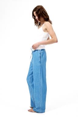 H&M - Women Blue Denim Drawstring Trousers