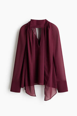 H&M - Women Red Scarf-Collar Blouse