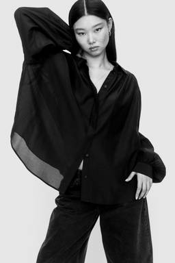 H&M - Women Black Gathered blouse