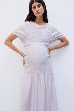H&M - Women Purple MAMA Smocked-Detail Dress